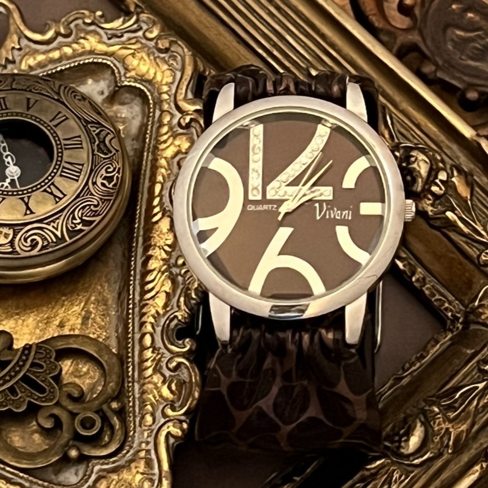 VIVANI • Vintage Animal Cheetah Print Band Safari Watch - Picture 6 of 6